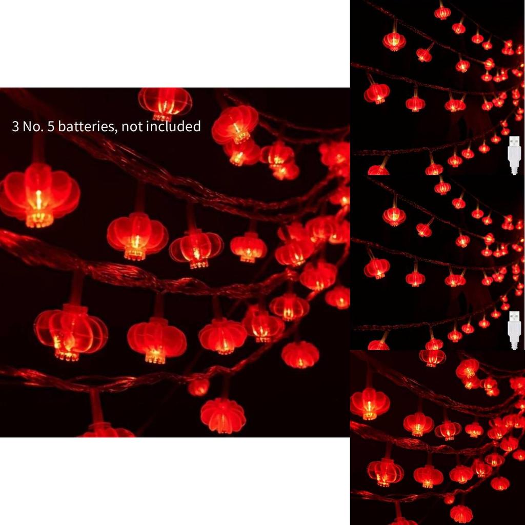 Luzes de Fio LED Para o Ano Novo Chinês Com Lanternas Vermelhas Decoração Para Casa e Uso Externo