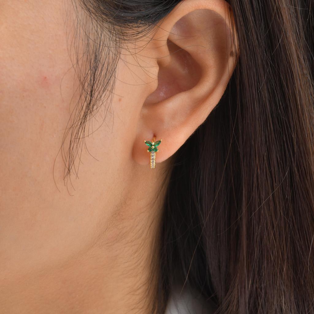 Wind Copper Slightly Inlaid Zircon Bow Flower Earrings Gold Women's Daily Versatile Earrings EBD-480
