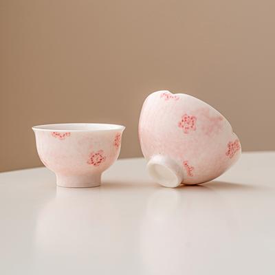 Suet Jade Tea Cup Handmade Cherry Japanese Ceramic Teacups Porcelain Tea Tasting Chinese Kungfu Household Teaware Master Cups