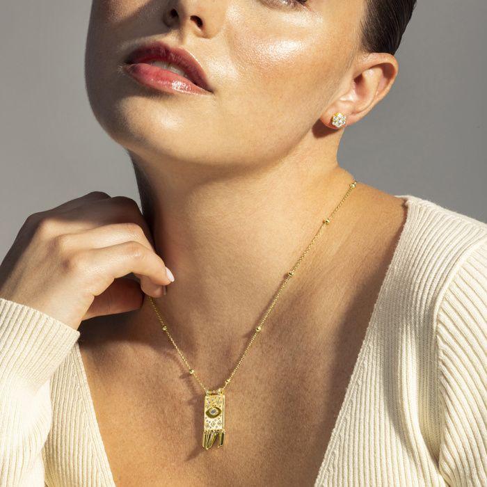 Collier Luxenter Brilliant Zirconia finition en or jaune 18 carats - Sufariz