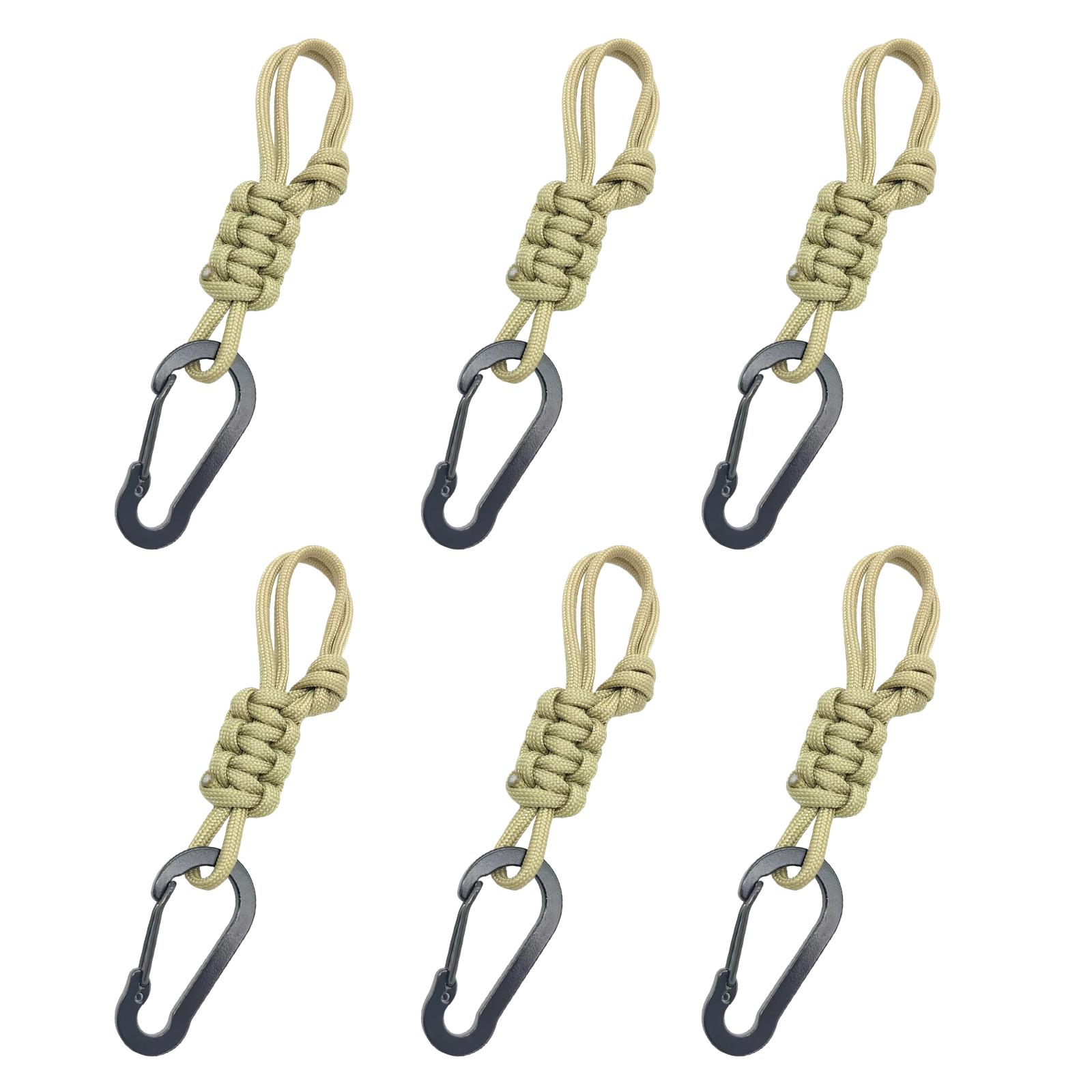 

6 Pack Carabiner with Strap Adjustable Buckle Paracord Keychains Multifunctional for Keys Outdoor Camping Hiking Men Women хакі