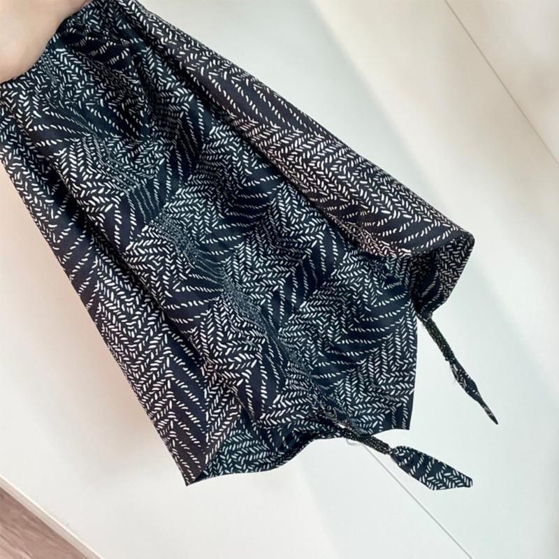 Triangular Scarf Belt Sash with Black and White Geometric Stripe Pattern, Direct-Knot Closure, Waistband Girdle for Flexible Waist Styling