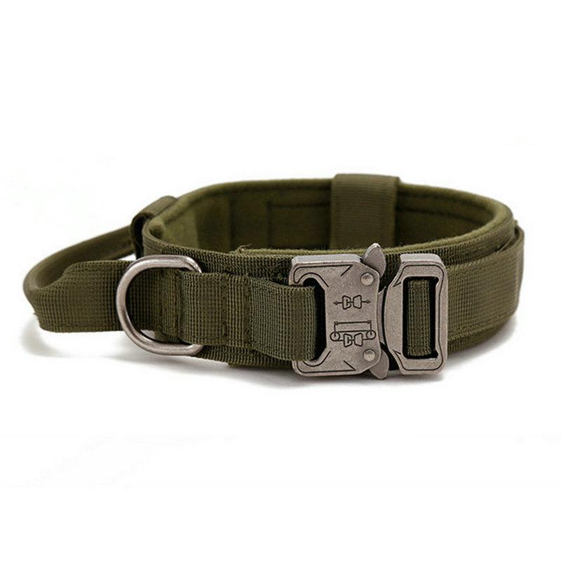 

Tactical Smoky Green Dog Collar -Heavy-Duty Nylon with Quick-Release Buckle & Soft Padded Lining for Walking Training Dog Collar білий