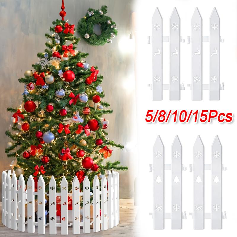 1 Set PVC Barrier White Fence Decorations Durable Hollow-Out Festive Surround Fence Winter Christmas Tree Holiday 30x10cm