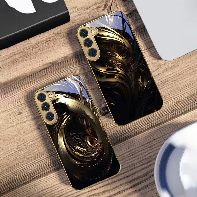 The Surging of Emotions For Samsung Galaxy S20 FE S21 S22 S23 Plus S24 Ultra 25Ultra S21+ S9+ S22Plus Golden Glass Phone Case