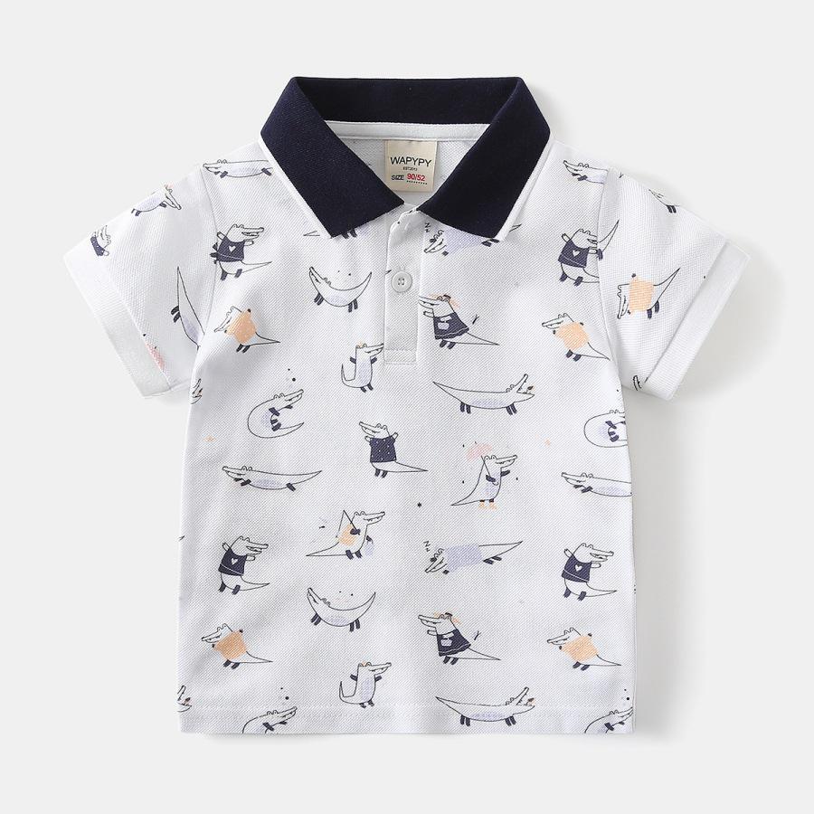 2026 Trendy Boys' Full Print Short Sleeve Polo Shirt for Summer