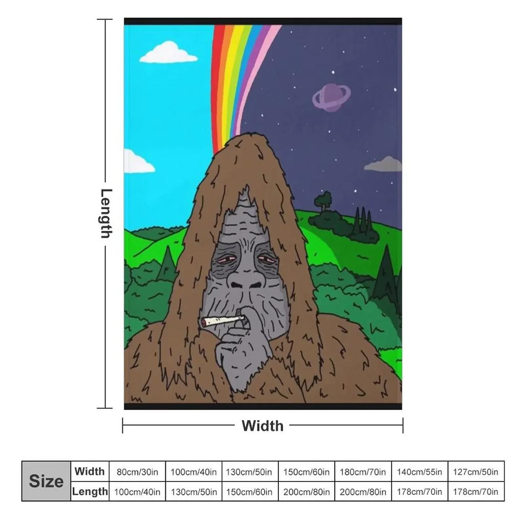 Sassy the Sasquatch Smoking Throw Blanket Decorative Throw Loose Funny Gift Thermals For Travel Blankets