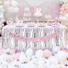 Decorative Tassel Table Skirt for Rectangular Round Table Birthday Wedding Party (Golden)