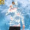 Long Sleeve Hooded Sweatshirt with Tropical Tree and Print Relaxed Fit Pullover for Men and Women Unisex Casual Wear