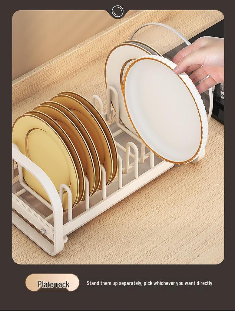 Multi-Functional Kitchen Rack for Bowls, Plates, Cutting Boards, and Utensils - Cabinet Storage Solution