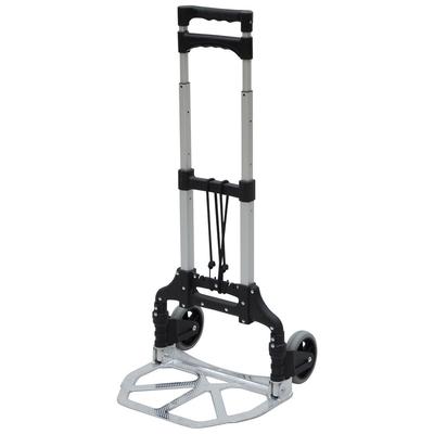 GT-50W Folding Hand Carry Cart, Compact, Lightweight, Outdoor, with Telescoping Handle, Quiet, for Moving, Luggage, and Steps, Silver