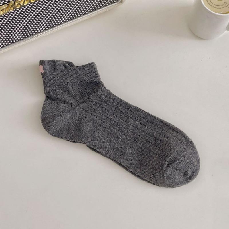 Women's Summer Thin Sweet Heel Embroidered Bow Breathable Boat Socks