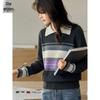 Women's Doll Collar Striped Knit Sweater