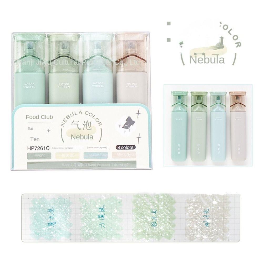 

4pcs/set Colored Glitter Highlighters Pen Fluorescent Fine Flash Markers Pen Student style 3