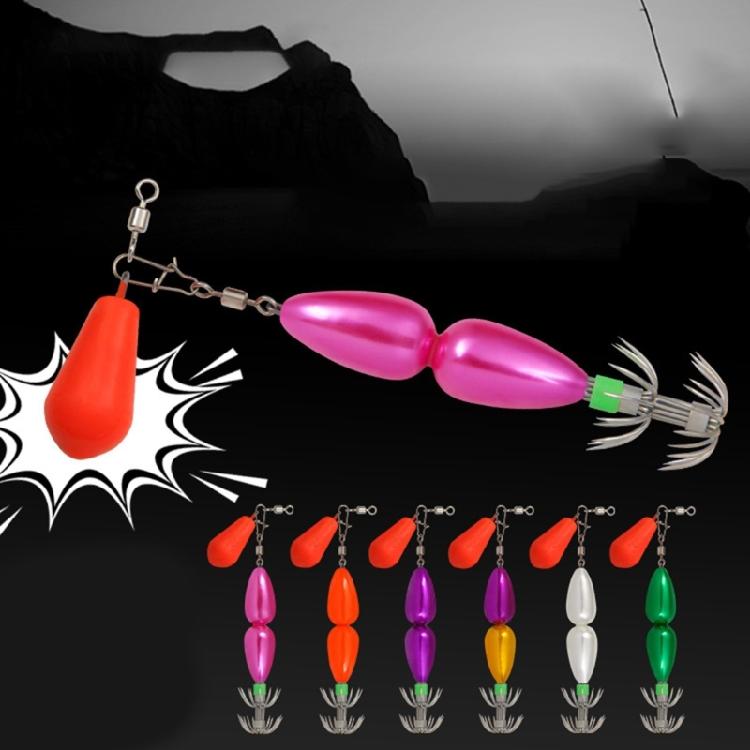 Umbrella Hook Cuttlefish Sleeve Fishing Hook Double Layer Squid Hook with Colorful Beads Swivels Sea Fishing Accessories