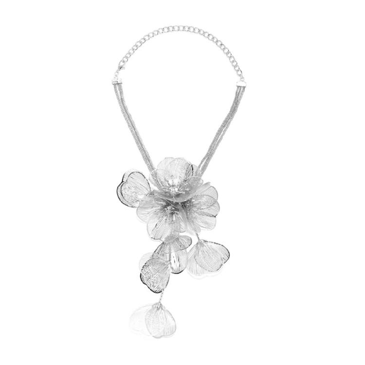 Metal Flower Tassel Choker Chain Long Y Sweater Necklace Costume Jewellery-Decor