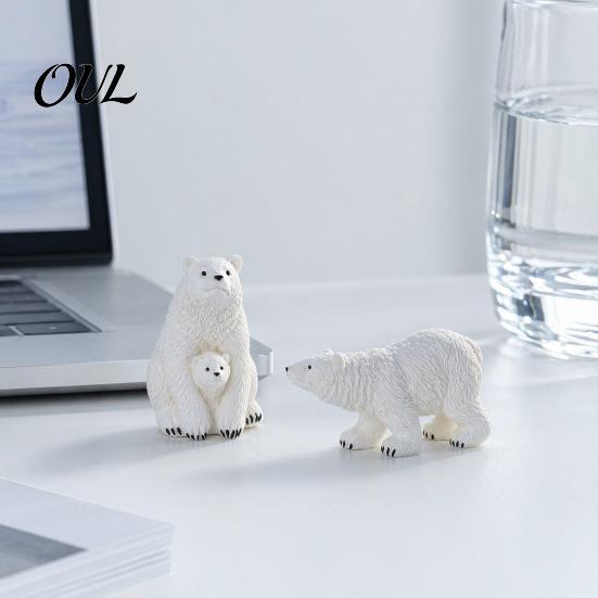 Winter Themed Micro Ornaments Polar Bear Resin Mini Figurines, Mother Baby Miniature for Figurines Succulents Pots Fish Tanks, Waterproof Home