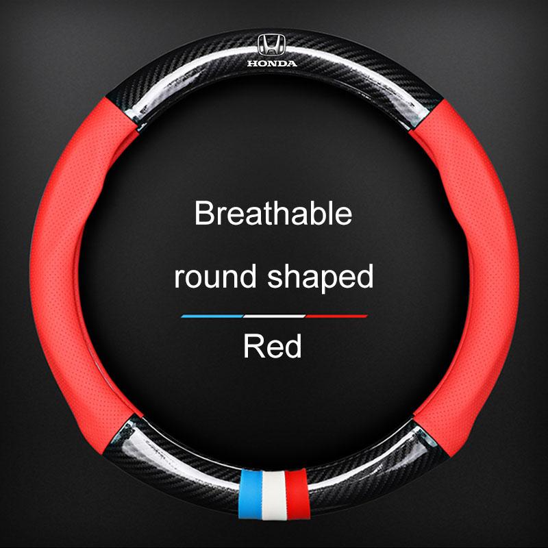 Car Steering Wheel Cover Breathable Anti Slip PU Leather Steering Cover For Honda Fit Mugen Insight Type S R VTEC DOHC Modulo Vezel Legend RR Si