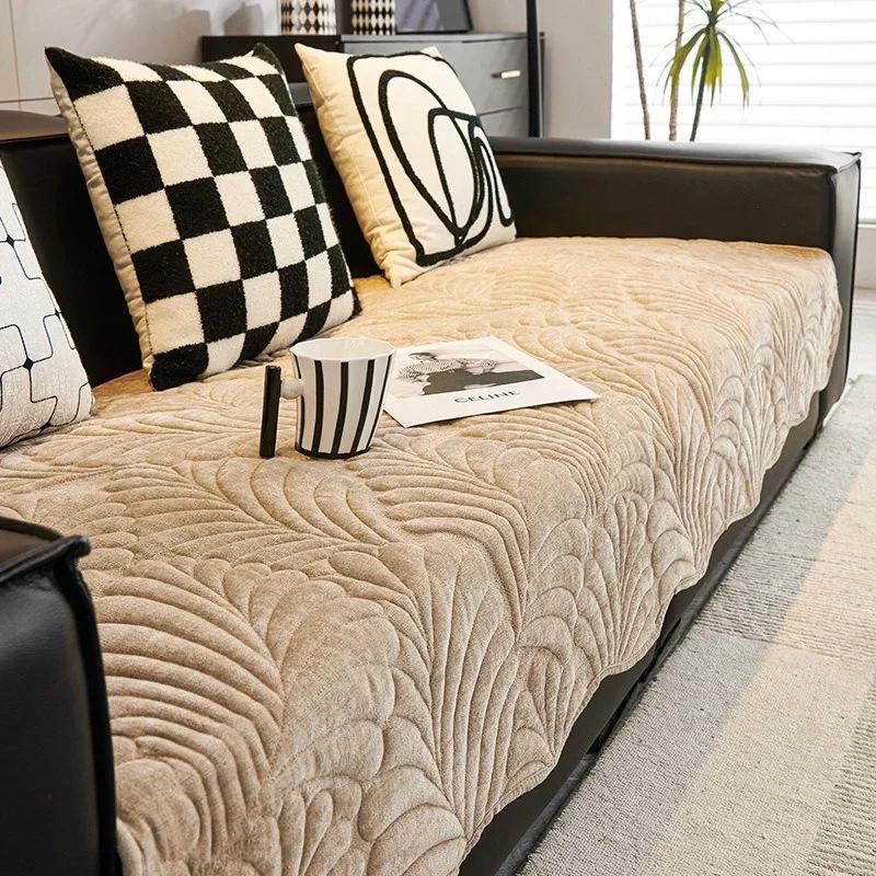 

Чехол для дивана из жаккарда с листьями, противоскользящее полотенце для дивана из шенилла, подушка для дивана для детей и питомцев, чехол для углового дивана, коврик для шезлонга 1 шт. A 70x70