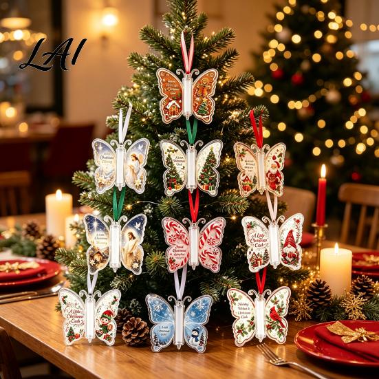 Praktische Bargeldumschlag-Alternative 2 Stück Acryl Schmetterling Geldhalter Hängende Ornamente Dekorative Anhänger für Weihnachts-Feiertags-Ausstellungsbaum