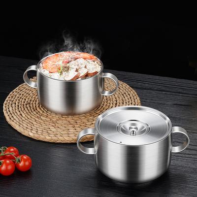 99.9% Antibacterial LFGB Certificate 316 Stainless Steel Bowl with Side Handle and Dust-proof Warm Keeping Lid Children Flatware