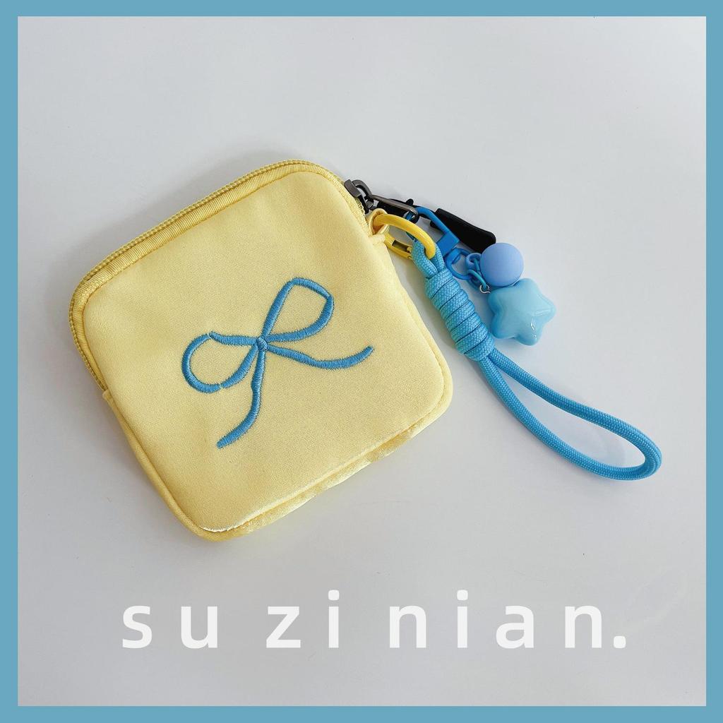 Women's Mini Fabric Coin & Key Purse with Bow Design