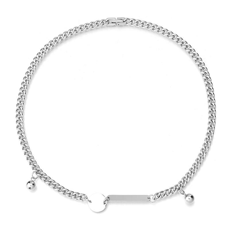 

Минималистичное парное ожерелье с кубинской цепочкой - Нержавеющая сталь с гравируемым титановым дизайном Steel Color - Men s 59CM