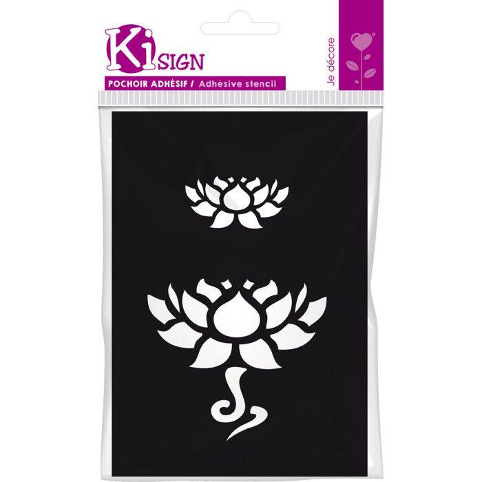 Adhesive Stencil - KI-SIGN - Lotus Flower - 7x10 Cm - Repositionable - Multi-supports