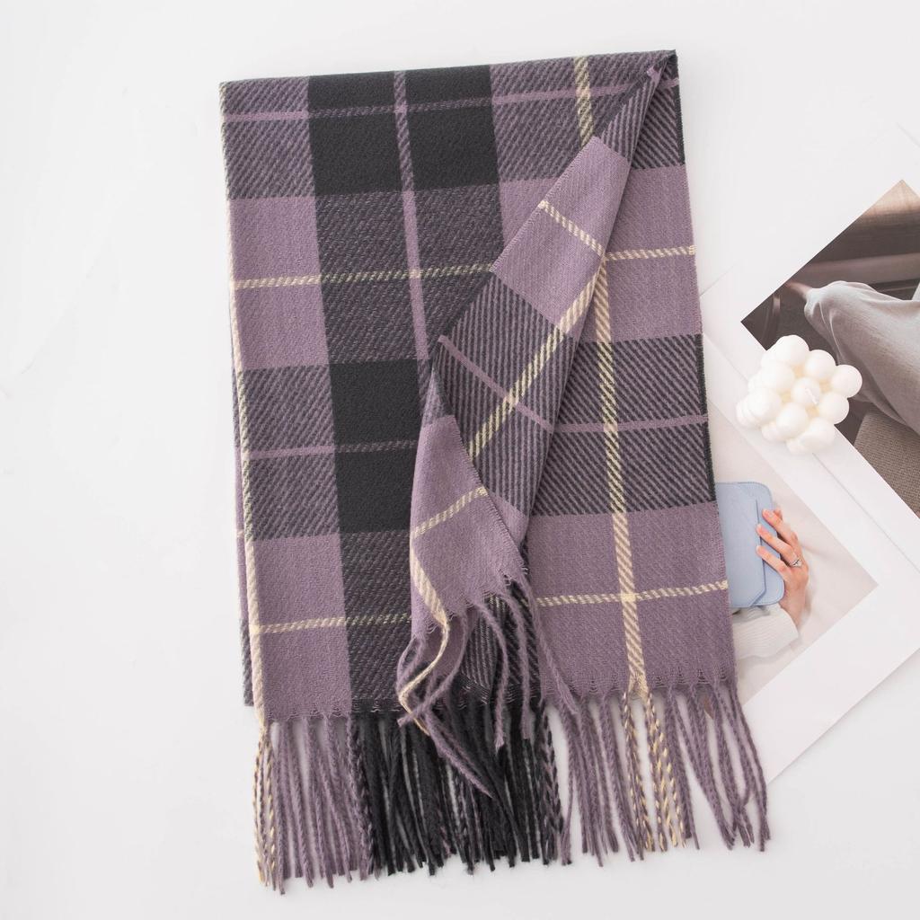 Plaid Scarf Women's Winter High-end Sense New Autumn and Winter Thickened Versatile Atmosphere Warm Scarf