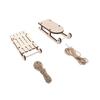 2Pcs With Rope Miniature Wooden Sleigh Model Handmade Sled Ornament  Gift