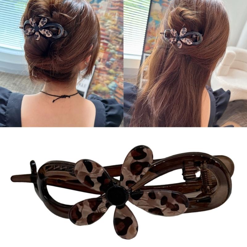 Elegant Leopard Print Acrylic Twist Hair Clip Secure NonSlip Hair Grip For Women Girl Daily Hair Styling Accessories