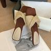 Fashion Fashion Strange Heels Women Sandals Slides Shoes 2025 New Female Shallow Footwear Square Toe Ladies Heeled Sandals Shoes