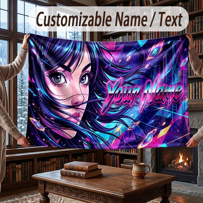 Coperta Morbida e Accogliente a Tema Magia Fantasy con Nome Personalizzato per Divano Letto Casa
