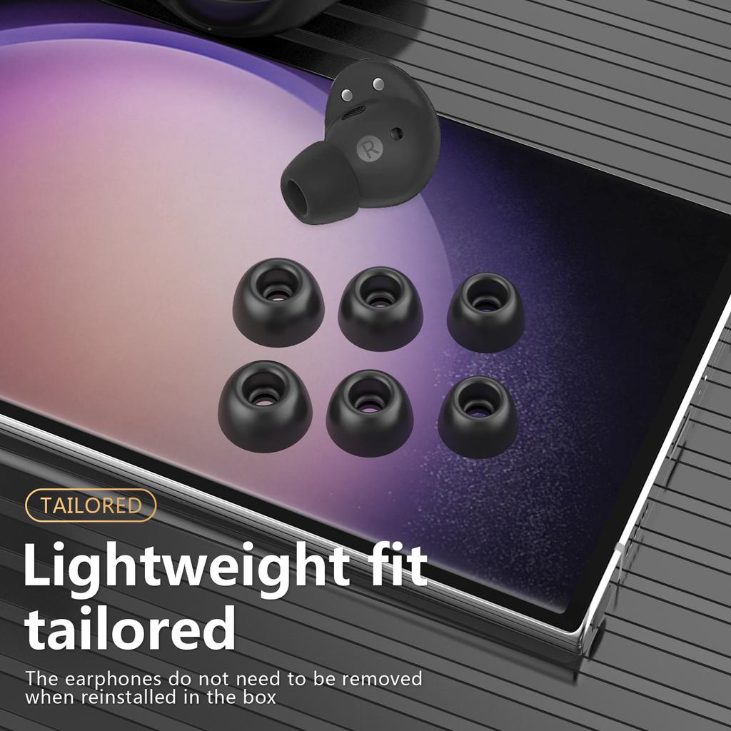 AHASTYLE PT168-B2 3 Paar Für Samsung Galaxy Buds2 Pro Silikon Ohrstöpsel Ersatz-Kopfhörerkappen, Größe: S + M + L