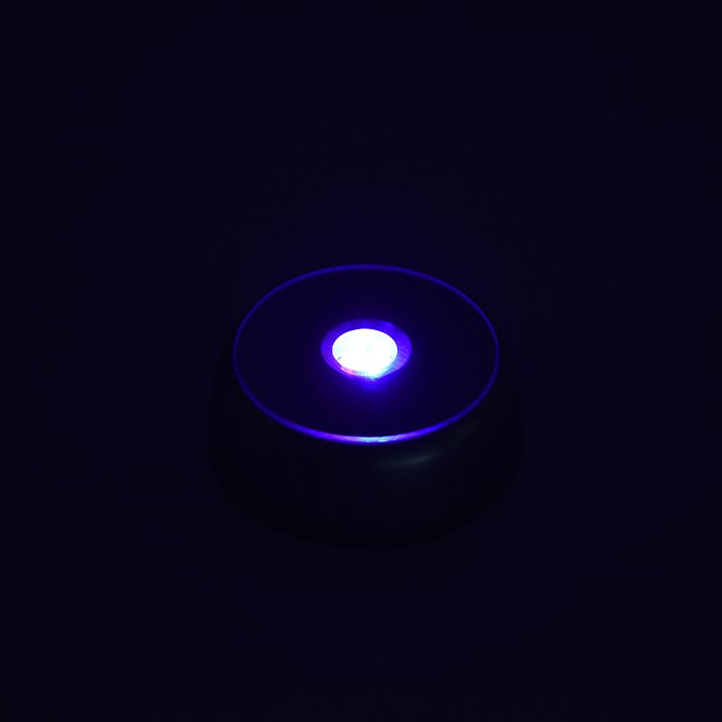1pc 4 LEDs Luminous Base Light Crystal Glass Display Colorful Round Stand Base