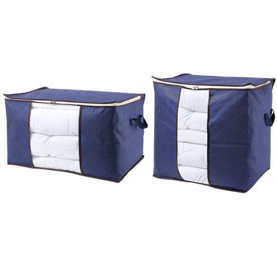 Quilt Storage Bag Foldable Large Capacity Non-woven Fabric Two-way Zipper Clothes Storage Bin for Wardrobe
