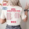 BTS Světové turné 2026 Oboustranné unisex tričko, tričko z koncertu BTS 2026, dárek pro fanouška Army, BTS Merch, tričko pro fanouška Army, tričko z comebacku BTS Arirang