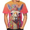 Alpaca Children's T-shirt with Interesting Animal Patterns Casual Loose Personalized Round Neck Short Sleeved Shirt