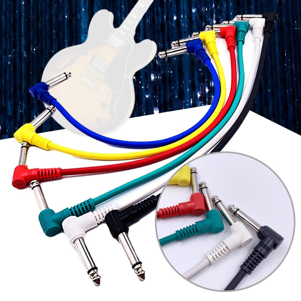 6Pcs Guitar Patch Cable Instrument Connector Right Angle Guitar Pedal Cable Effect Cable Low Noise Shielded Cable Leads