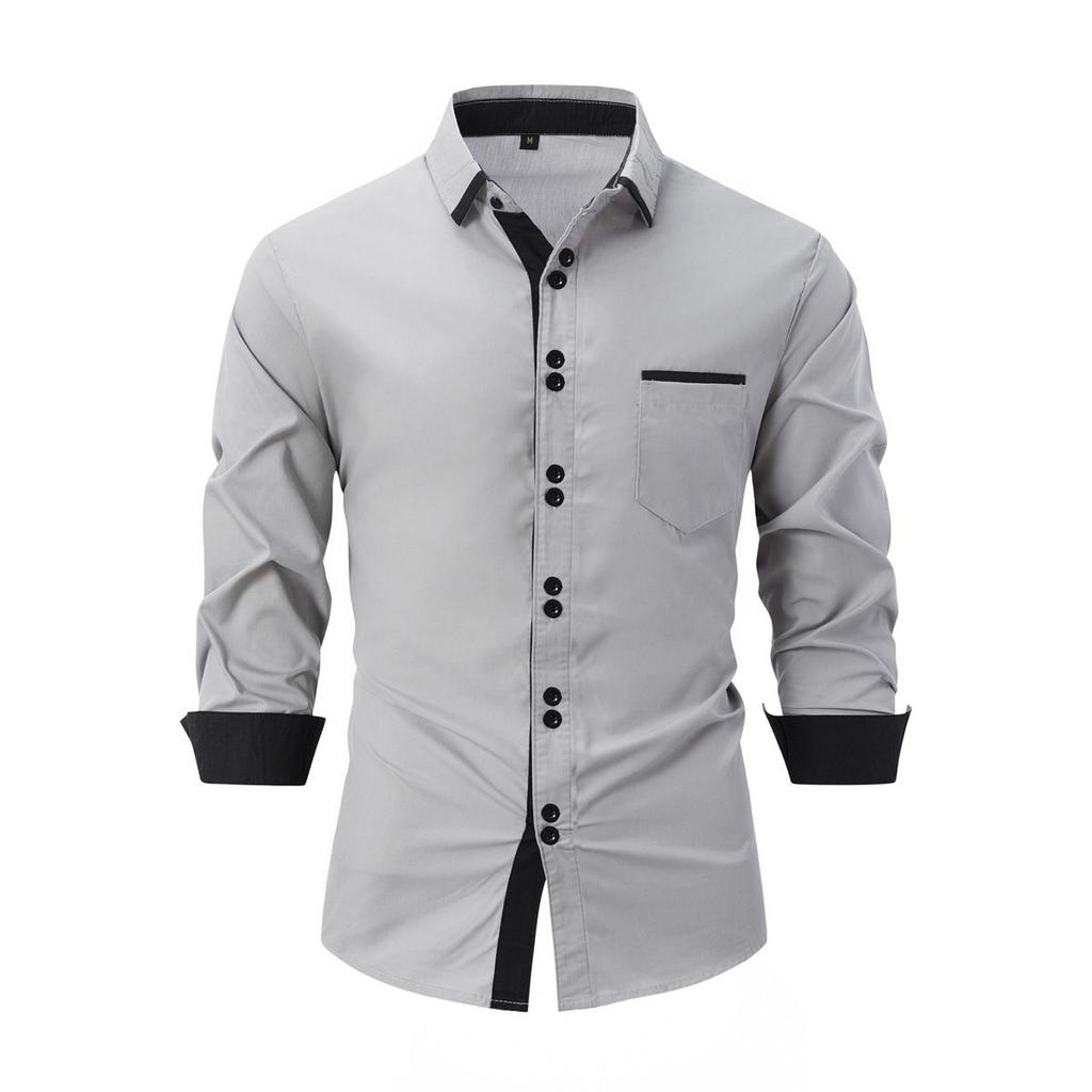 Autumn Men's Long Sleeve Shirt Golf Print Business Casual Men's Button-down Polyester Cotton English Shirt