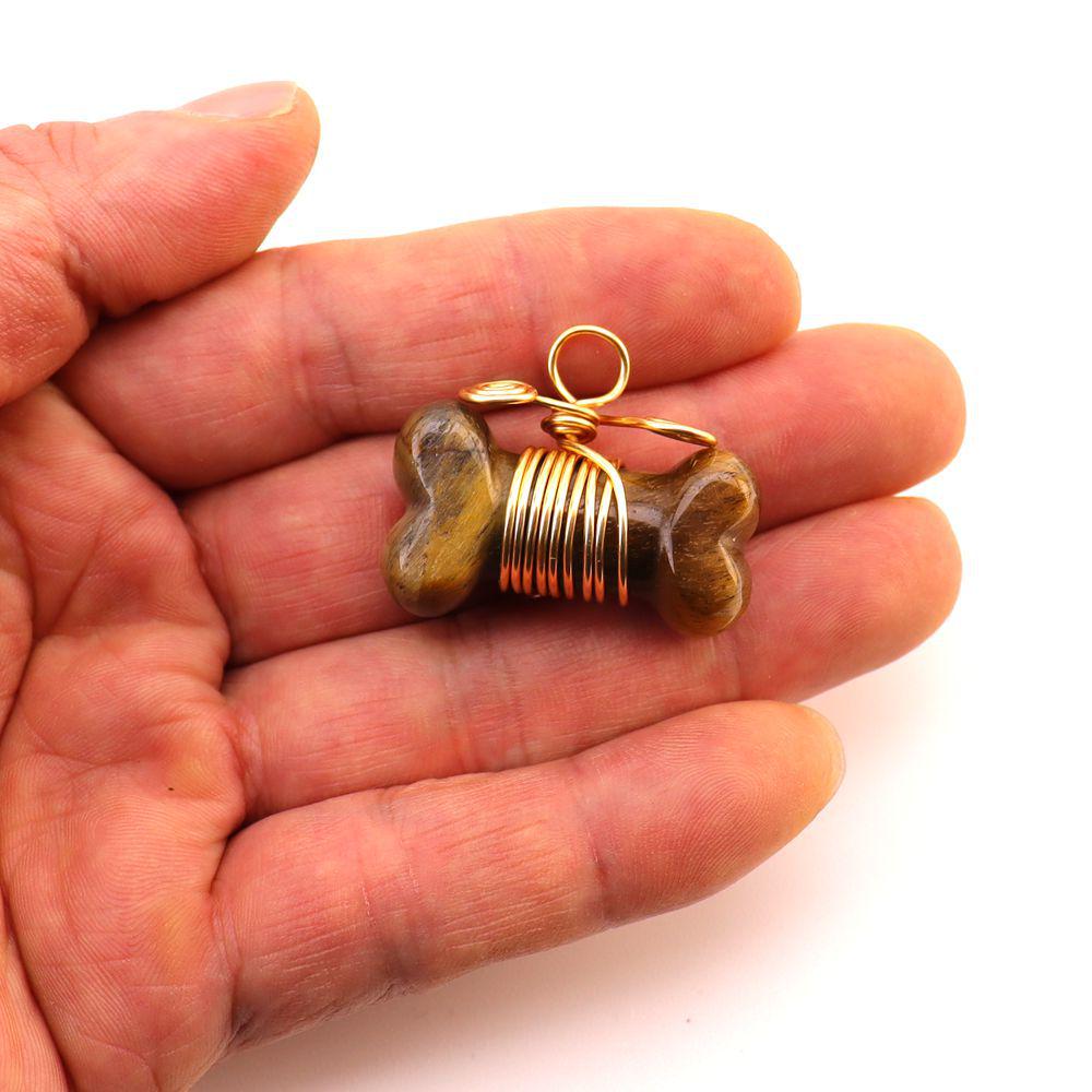 35mm Handmade Wrapped Wire Agate Amethyst Bone Necklace with Natural Crystal Stones (N729)