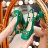 Retro Square Head High Heels Women's New Horse Buckle Mary Jane Thick Heel Single Shoes Professional Work Shoes