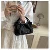 Chic Minimalist Pleated Faux Leather Shoulder Bag, Women's Small Crossbody Handbag with Magnetic Snap Closure, Trendy Daily Commute Tote