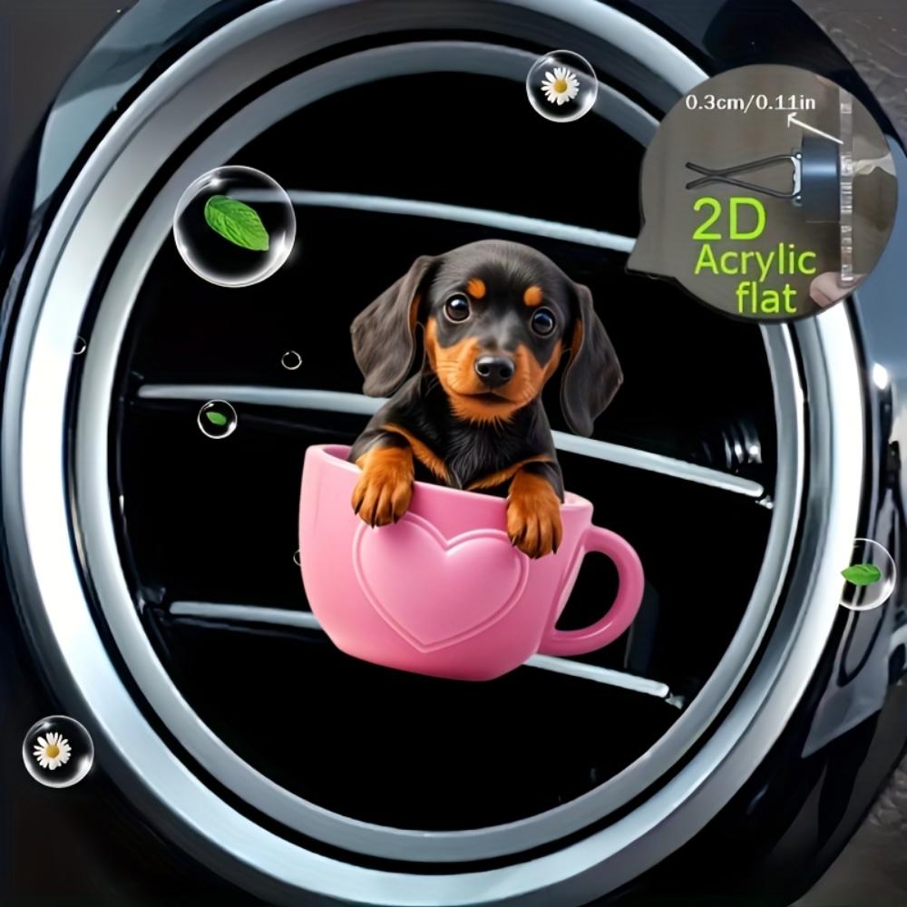 2D flat cup dog car vent clip decorative diffuser (fragrance not included), car interior decoration, aromatherapy clip, ideal for holiday gifts