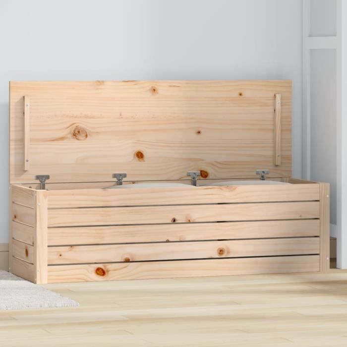 823624 vidaXL Storage Box 109x36.5x33 Cm Solid Pine Wood