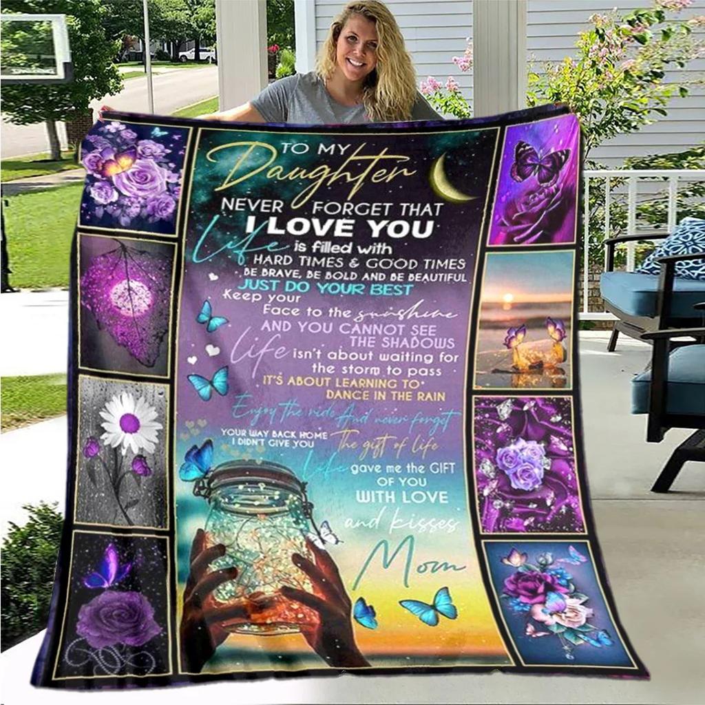 Prezent Błogosławieństwa dla Moich Rodziców, Dziadków, Synów i Córek, Flanelowy Ciepły Koc, Modny Przenośny Koc, Prezent Świąteczny