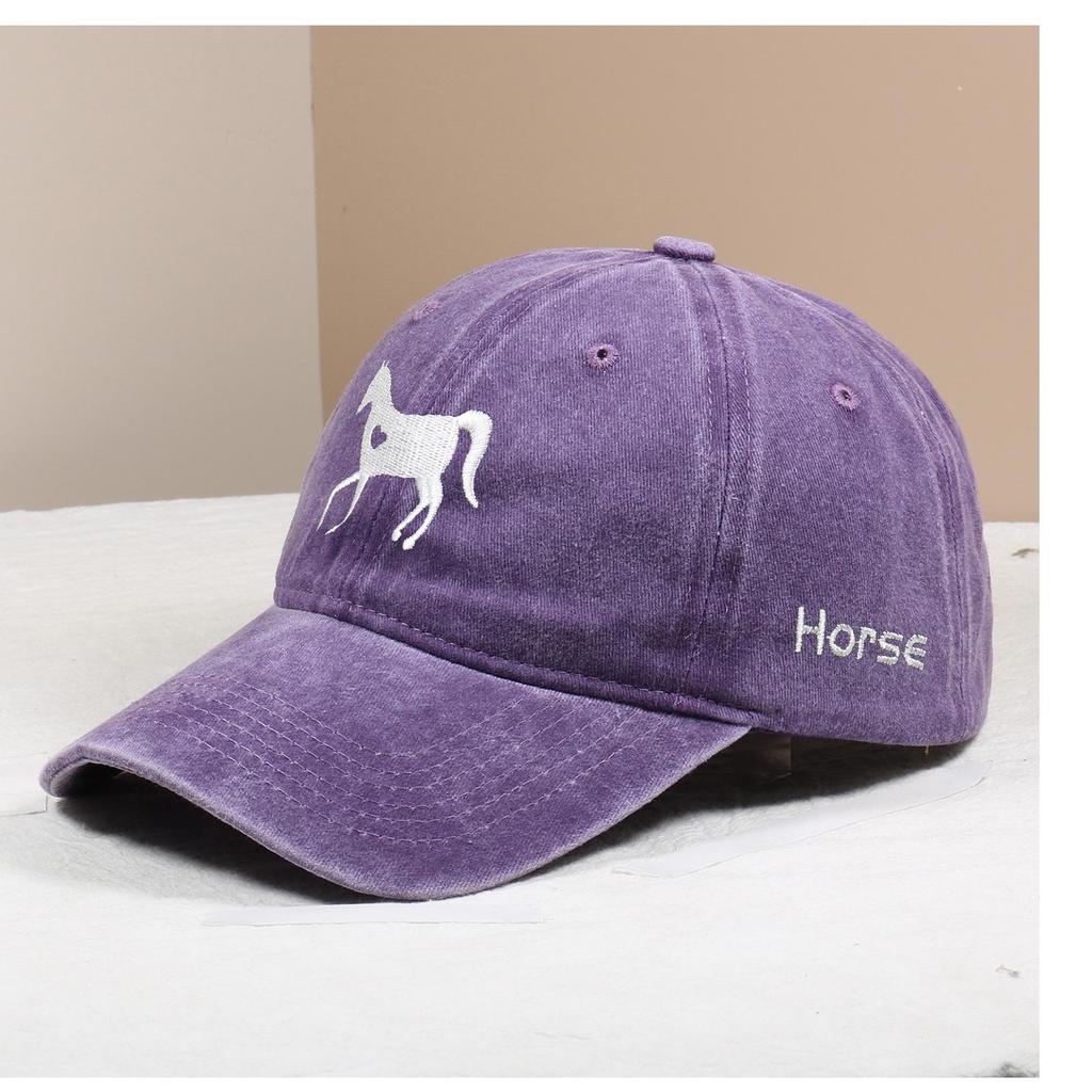 Love Horse Embroidered Cotton Baseball Cap - Casual Outdoor Sun Protection Hat