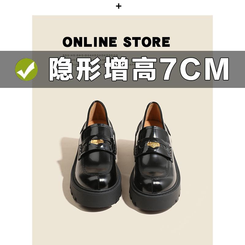 

Маленькие кожаные туфли женские на толстом каблуке, одинарные туфли, универсальные, с внутренней высотой, увеличивающей рост на 7 см, из черной лакированной кожи, весенне-осенние новые, с круглым носком 3233 39 чёрный