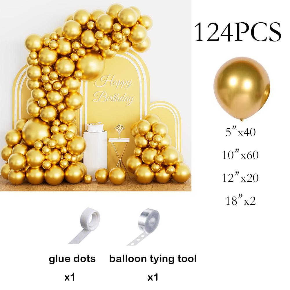 

Metal Gold Balloons Garland Arch Gold Balloon Kit Wedding Anniversary Bridal Shower Baby Shower Home Birthday Party Decoration AS Picture