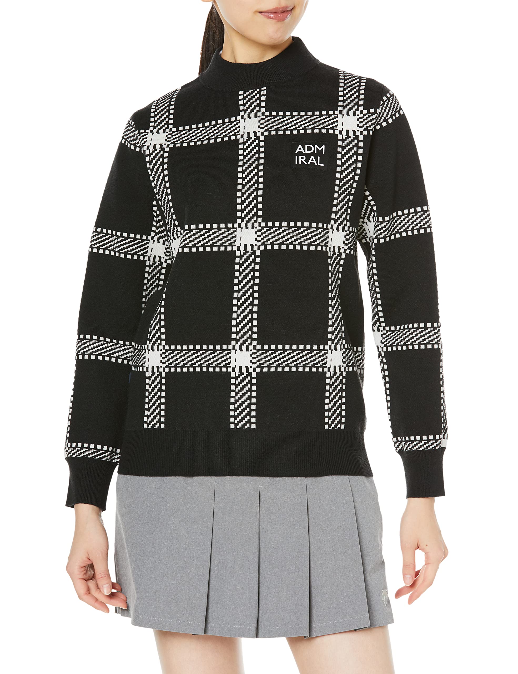 

Admiral Golf ADLA287 Windpane High Neck Knit Size LL Women s Sweater, Black, чёрный
